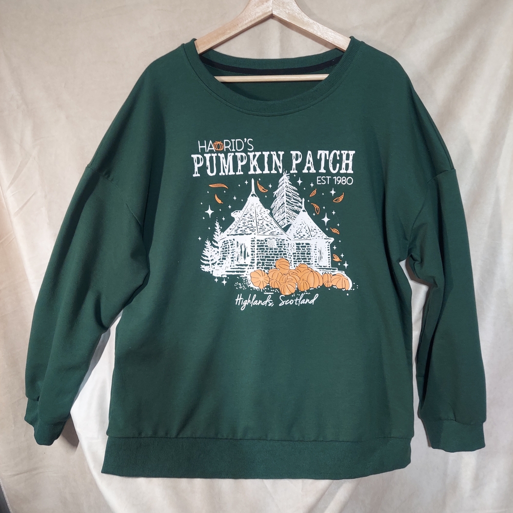 Hagrid's Pumpkin Patch Forest Green Sweatshirt Harry Potter Plus Size 2X EUC